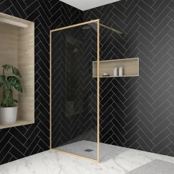 Paroi de douche à l'italienne H.200 x l. 100 cm, ép. 6mm, profilé doré, Galedo Edge* Paroi De Douche