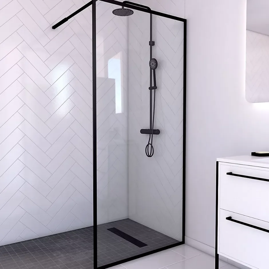 Paroi de douche à l'italienne noir Galedo Dark Edge transparent 90cm