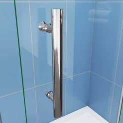 Paroi de douche à l'italienne chrome L75 x H185cm style atelier,pivotante et pliante,6mm verre anticalcaire