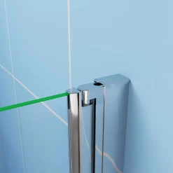 Paroi de douche à l'italienne chrome L75 x H185cm style atelier,pivotante et pliante,6mm verre anticalcaire