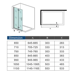 Paroi de douche à l'italienne chrome L75 x H185cm style atelier,pivotante et pliante,6mm verre anticalcaire