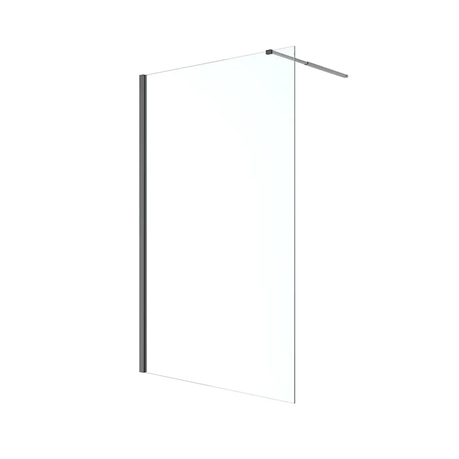 Paroi de douche à l'italienne fixe l.100 x H.195 cm, verre transparent, profilés alu noir, GoodHome Ledava* Paroi De Douche