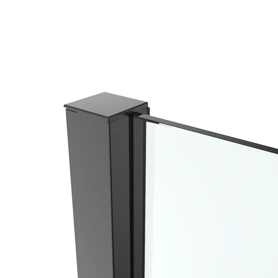Paroi de douche à l'italienne fixe l.100 x H.195 cm, verre transparent, profilés alu noir, GoodHome Ledava* Paroi De Douche
