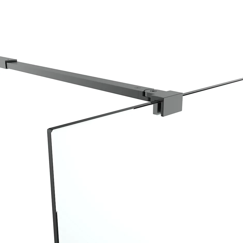 Paroi de douche à l'italienne fixe l.100 x H.195 cm, verre transparent, profilés alu noir, GoodHome Ledava* Paroi De Douche