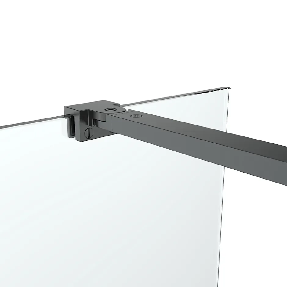 Paroi de douche à l'italienne fixe l.100 x H.195 cm, verre transparent, profilés alu noir, GoodHome Ledava* Paroi De Douche