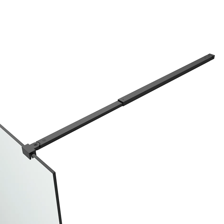 Paroi de douche à l'italienne fixe l.100 x H.195 cm, verre transparent, profilés alu noir, GoodHome Ledava* Paroi De Douche