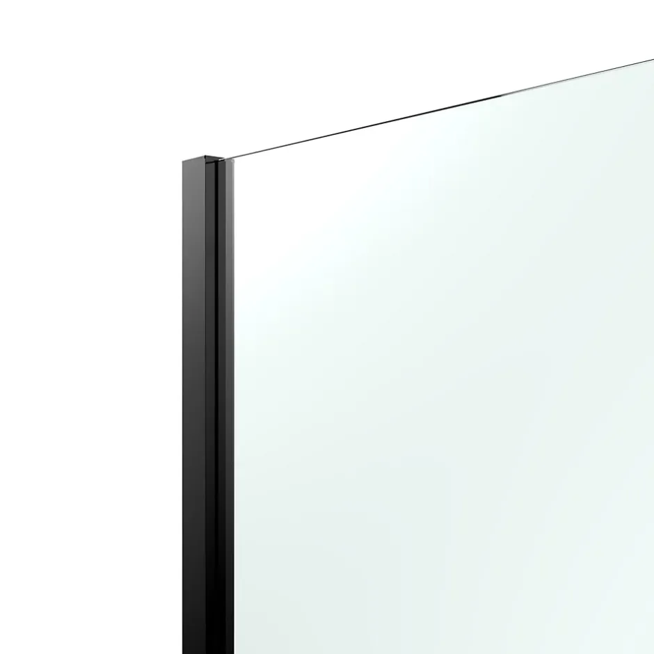 Paroi de douche à l'italienne fixe l.100 x H.195 cm, verre transparent, profilés alu noir, GoodHome Ledava* Paroi De Douche