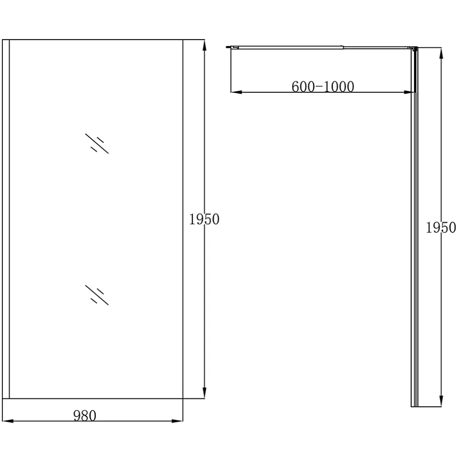 Paroi de douche à l'italienne fixe l.100 x H.195 cm, verre transparent, profilés alu noir, GoodHome Ledava* Paroi De Douche