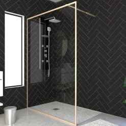 Paroi de douche à l'italienne dorée Galedo Golden Edge transparent 120cm