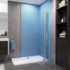 Paroi de douche à l'italienne chrome L105 x H195cm ,pivotante et pliante,6mm verre anticalcaire,Installation réversible* Paroi De Douche