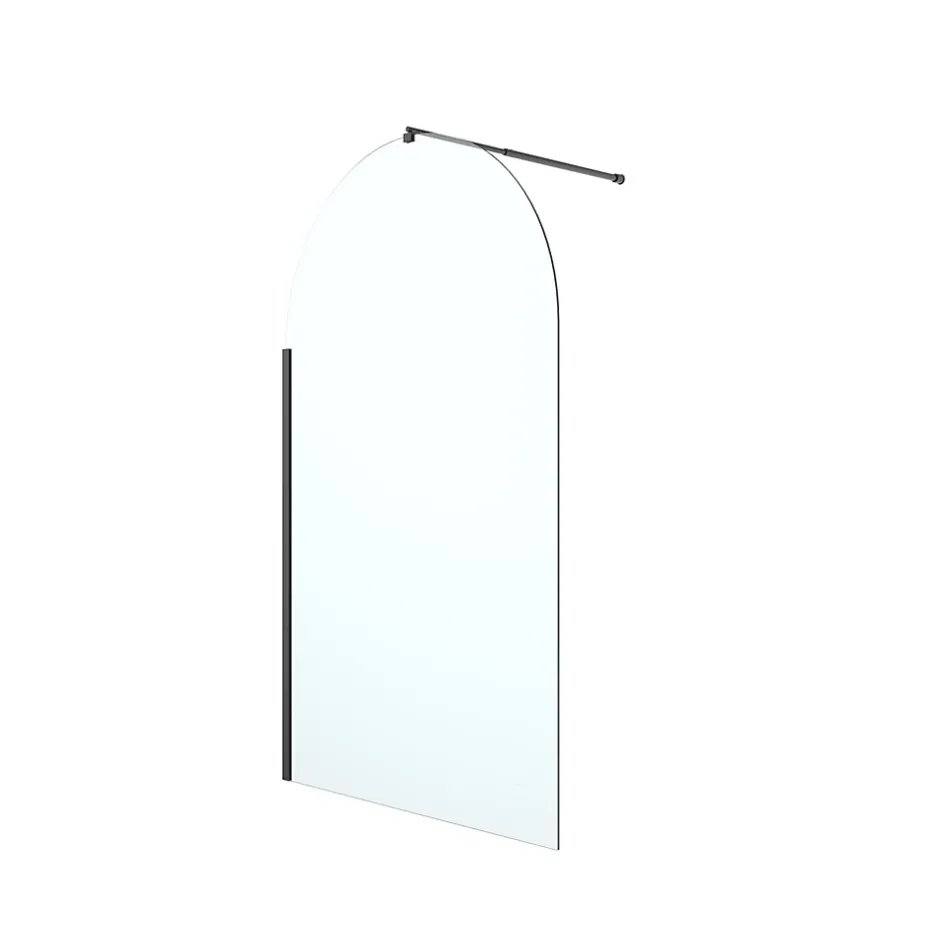Paroi de douche à l'italienne arrondie l.120 x 198 cm, profilés alu finition noir mat, GoodHome Ledava* Paroi De Douche