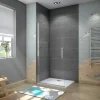 AICA Sanitaire Paroi de douche à l'italienne pivotante 75x180cm - 6mm verre anticalcaire - profilé noir mat - Installer réversible* Paroi De Douche