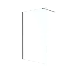 Paroi de douche à l'italienne fixe l.120 x H.195 cm, verre transparent, profilés alu noir, GoodHome Ledava