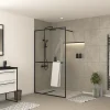 Paroi de douche à l'italienne avec porte-serviettes H.200 x l.120 cm, ép. 6 mm, profilé noir, Galedo Edge