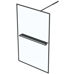 Paroi de douche à l'italienne avec porte-serviettes H.200 x l.120 cm, ép. 6 mm, profilé noir, Galedo Edge