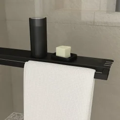 Paroi de douche à l'italienne avec porte-serviettes H.200 x l.120 cm, ép. 6 mm, profilé noir, Galedo Edge