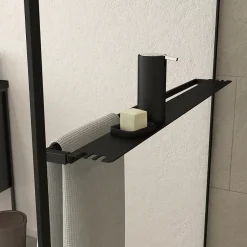 Paroi de douche à l'italienne avec porte-serviettes H.200 x l.120 cm, ép. 6 mm, profilé noir, Galedo Edge