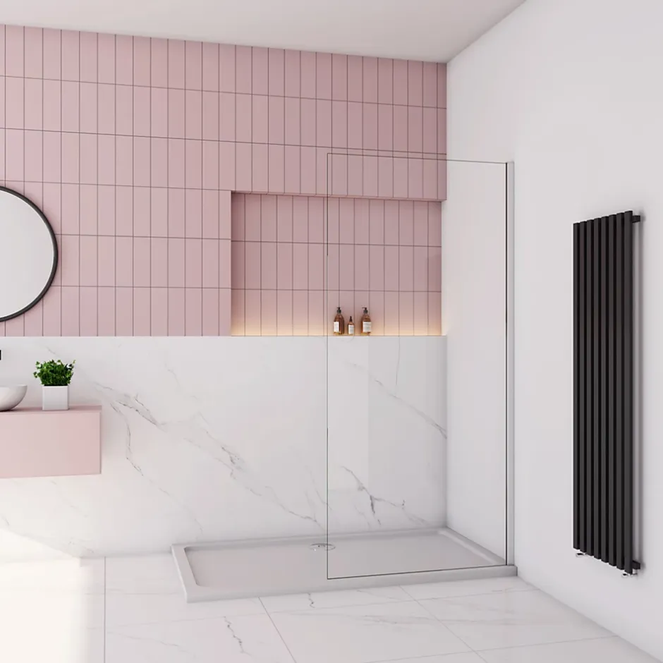 paroi de douche à l'italienne fixe 40x200cm,style atelier,Profilé en aluminium chromé,en 8mm verre anticalcaire,sans receveur