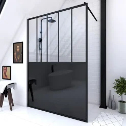 Paroi de douche à l'italienne Galedo Black Indus transparent 140cm* Paroi De Douche