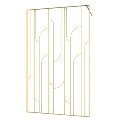 Paroi de douche à l'italienne fixe l.120 x H.195 cm, motifs art déco, doré brossé, Galedo Art Deco