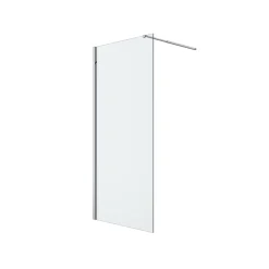 Paroi de douche à l'italienne fixe l.90 x H.195 cm, verre transparent, profilés alu chrome, GoodHome Ledava