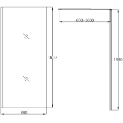 Paroi de douche à l'italienne fixe l.90 x H.195 cm, verre transparent, profilés alu chrome, GoodHome Ledava