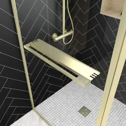 Paroi de douche à l'italienne fixe + volet pivotant 90+40 x 200 cm, doré brossé, Galedo Golden Edge* Paroi De Douche
