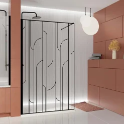 Paroi de douche à l'italienne l.120 x H.195 cm profilés noirs, Galedo Art Déco* Paroi De Douche