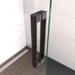 AICA Sanitaire Paroi de douche à l'italienne pivotante 86x200cm - 8mm verre anticalcaire - profilé noir mat -Installer réversible* Paroi De Douche