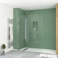 Paroi de douche à l'italienne H.195 x l.140 cm, ép. 5 mm, profilé chrome, Galedo Essentiel