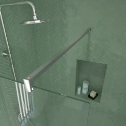 Paroi de douche à l'italienne H.195 x l.140 cm, ép. 5 mm, profilé chrome, Galedo Essentiel