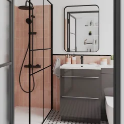 Paroi de douche à l'italienne GoodHome Ahti transparent profilé noir 120 cm