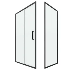 Aurlane Paroi de douche 1 porte coulissante + Retour 120x80x200 cm - Verre 6 mm - Profilé Noir - CRUSH* Paroi De Douche