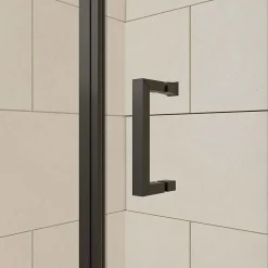 Aurlane Paroi de douche 1 porte coulissante + Retour 120x90x200 cm - Verre 6 mm - Profilé Noir - CRUSH* Paroi De Douche