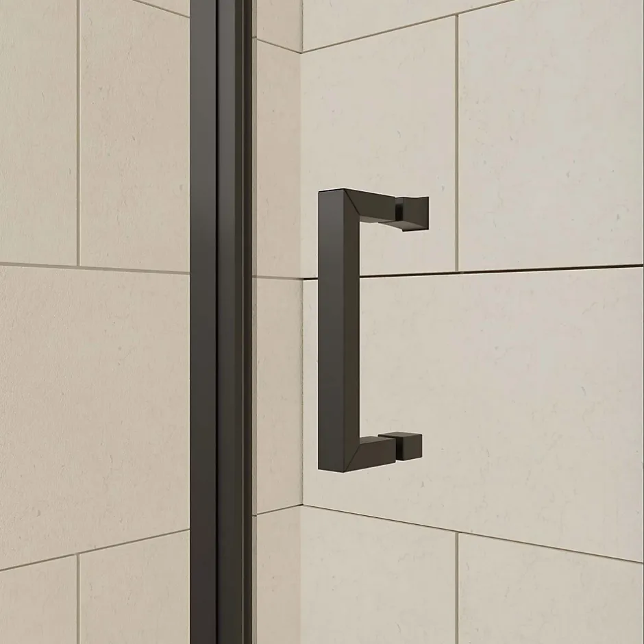 Aurlane Paroi de douche 1 porte coulissante + Retour 120x90x200 cm - Verre 6 mm - Profilé Noir - CRUSH* Paroi De Douche