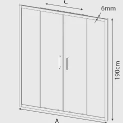 Kassandra Paroi de douche 2 verres fixes + 2 portes coulissantes BELLA 180 cm Paroi laterale : 67 - 69 cm