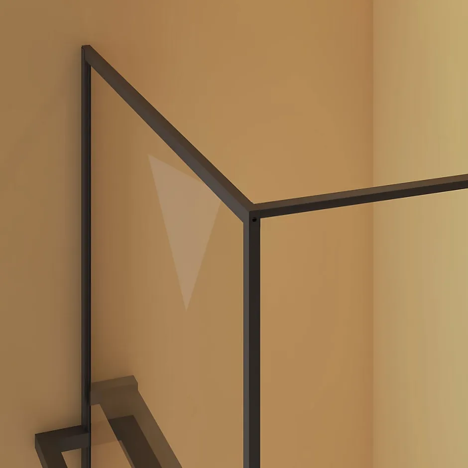 Essebagno Paroi de douche 120 x 200 avec Porte Serviette et Porte Savon cadre complet Noire* Paroi De Douche