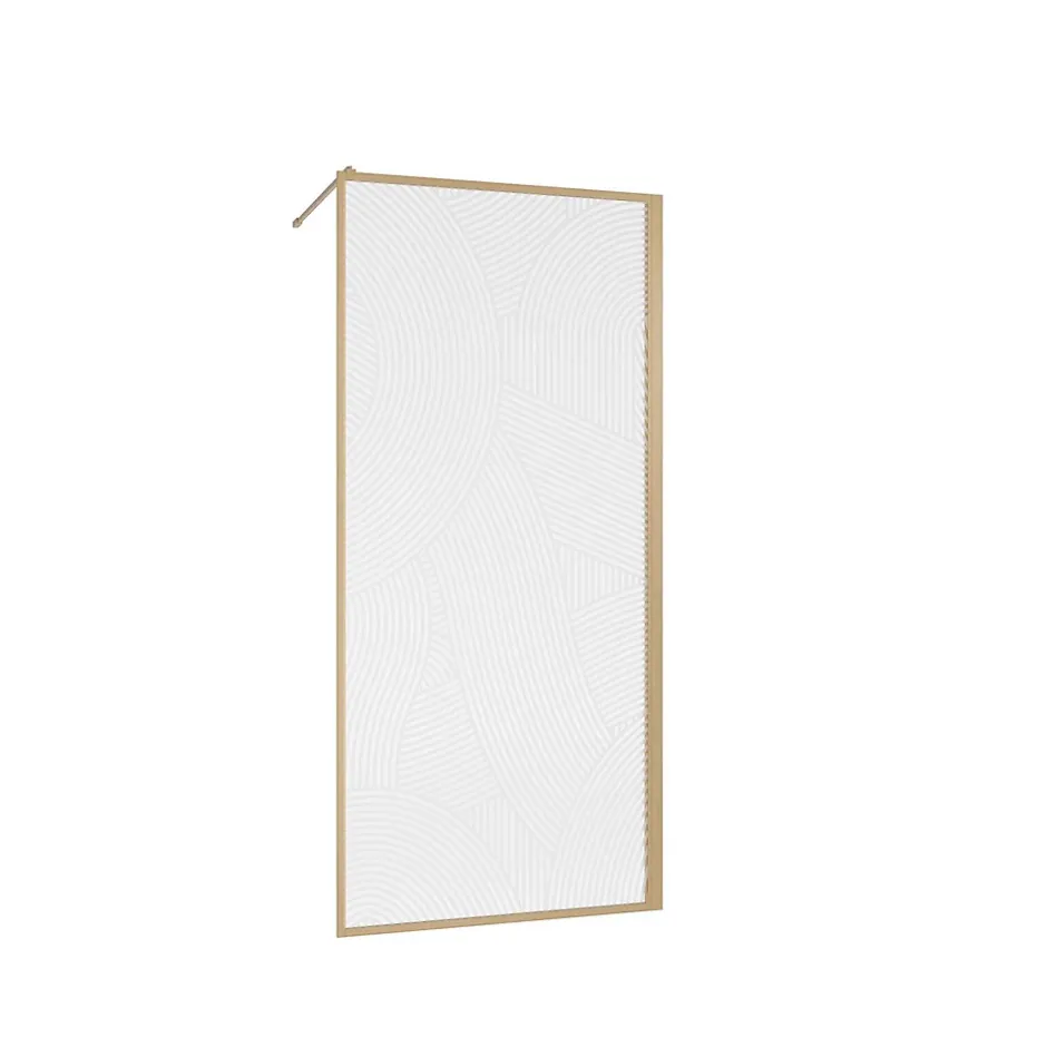 Aurlane Paroi de douche 90 x 200 HINATA - style Japandi courbes douces - Cadre effet Bois - Verre 6mm