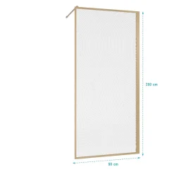 Aurlane Paroi de douche 90 x 200 HINATA - style Japandi courbes douces - Cadre effet Bois - Verre 6mm