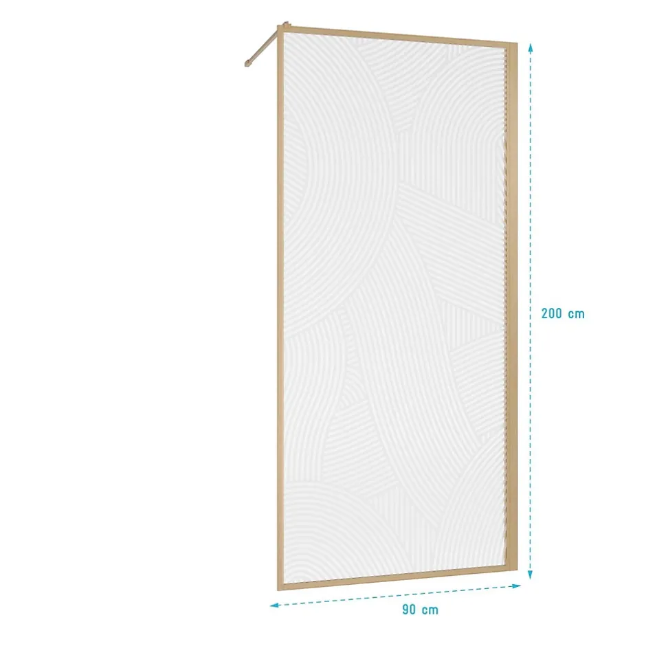 Aurlane Paroi de douche 90 x 200 HINATA - style Japandi courbes douces - Cadre effet Bois - Verre 6mm