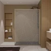 Aurlane Paroi de douche 140 x 200 HINATA - style Japandi courbes douces - Cadre effet Bois - Verre 6mm* Paroi De Douche