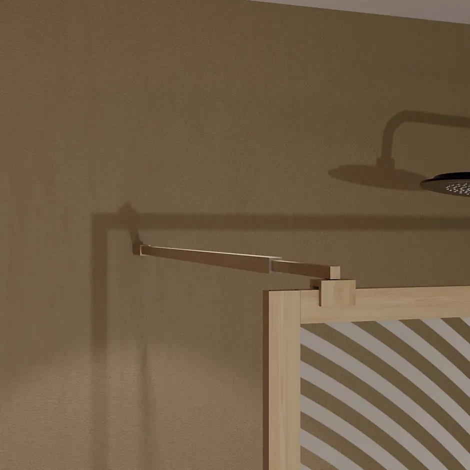 Aurlane Paroi de douche 140 x 200 HINATA - style Japandi courbes douces - Cadre effet Bois - Verre 6mm* Paroi De Douche
