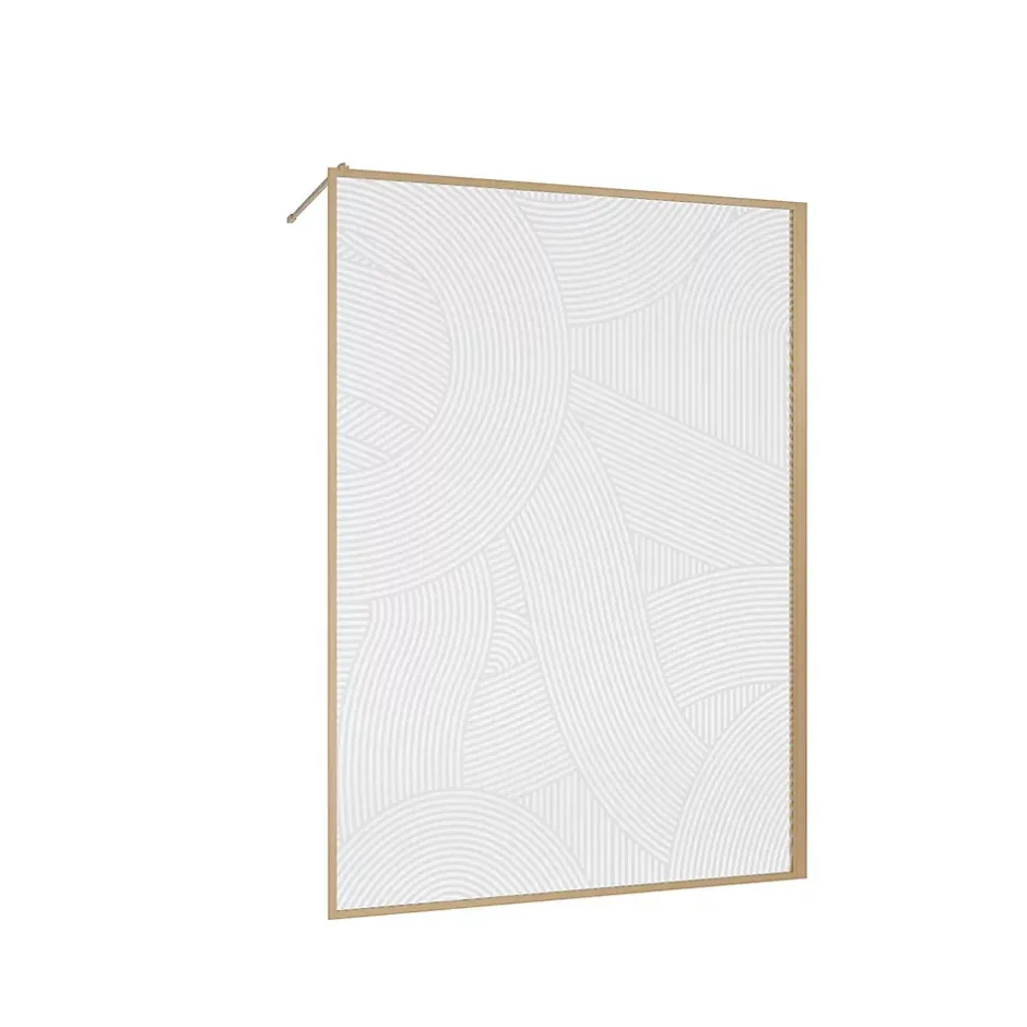Aurlane Paroi de douche 140 x 200 HINATA - style Japandi courbes douces - Cadre effet Bois - Verre 6mm* Paroi De Douche