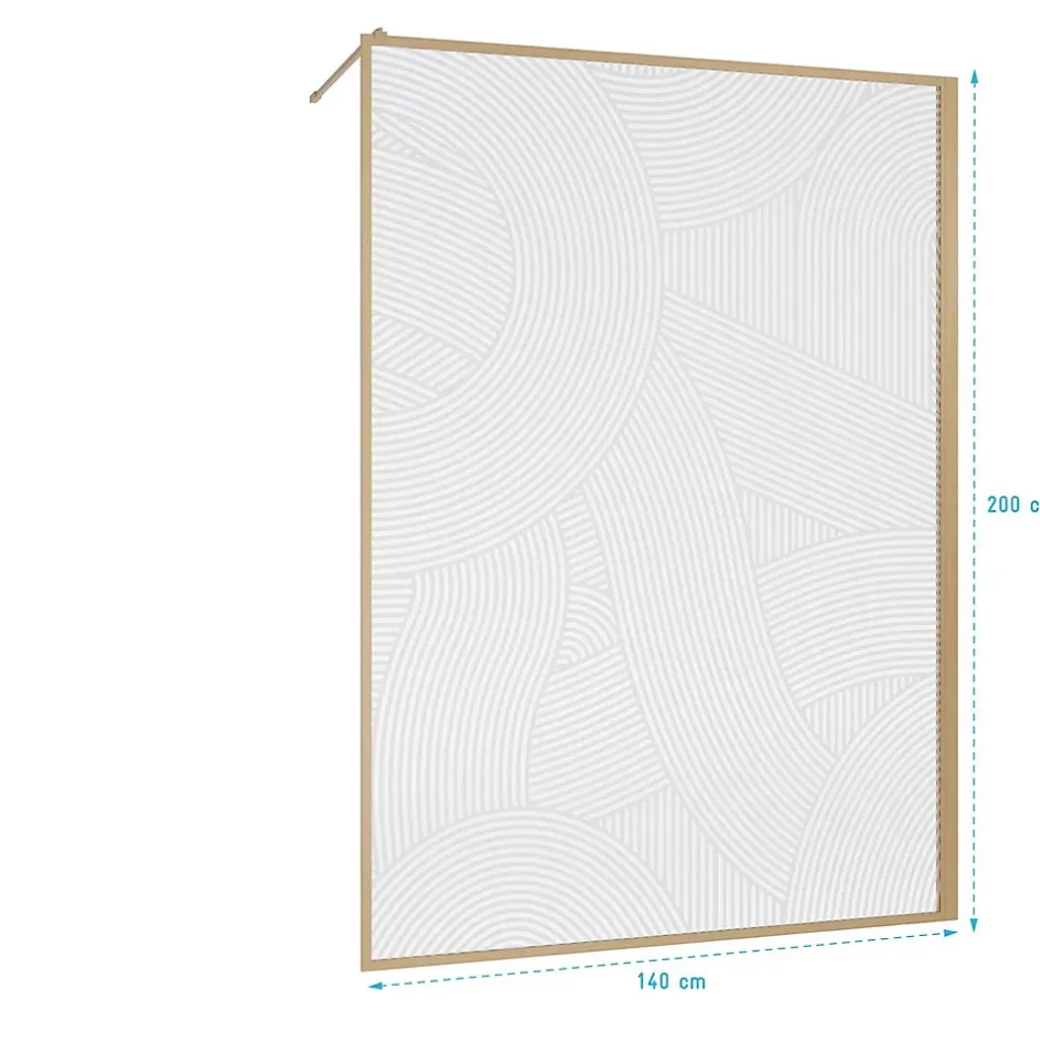 Aurlane Paroi de douche 140 x 200 HINATA - style Japandi courbes douces - Cadre effet Bois - Verre 6mm* Paroi De Douche