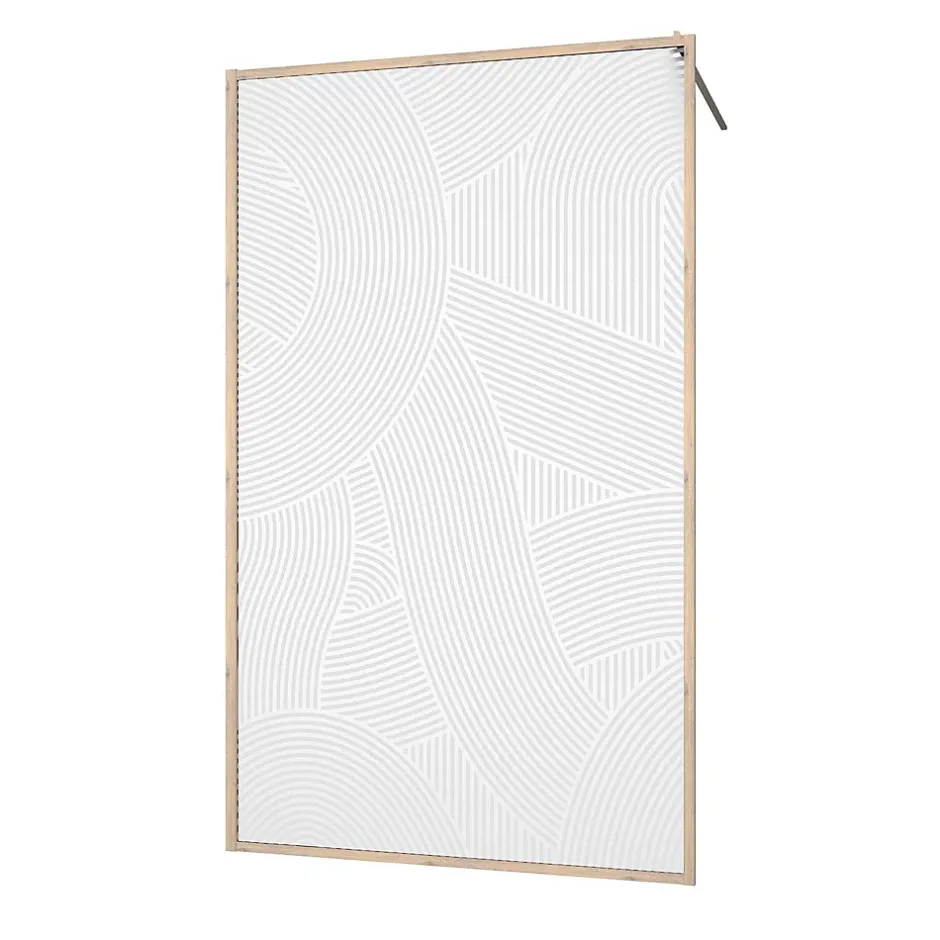 Aurlane Paroi de douche 120 x 200 HINATA style Japandi courbes douces - Cadre effet Bois - Verre 6mm