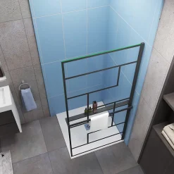 Paroi de douche 80 x 200cm - 8mm verre anticalcaire Style moderne + Étagère de Douche 80cm en alu* Paroi De Douche