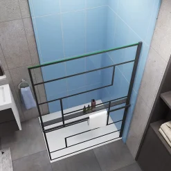 Paroi de douche 140 x 200cm - 8mm verre anticalcaire Style moderne + Étagère de Douche 140cm en alu* Paroi De Douche