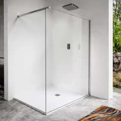 Paroi de douche a l italienne 70x200 cm Verre trempe 8 mm Profile mural et barre de stabilisation 90 cm recoupable Aluminium* Paroi De Douche
