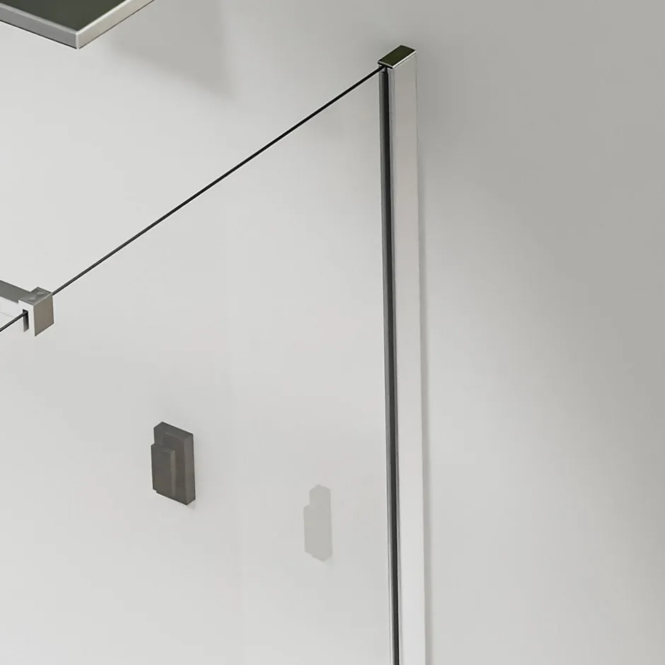 Paroi de douche a l italienne 70x200 cm Verre trempe 8 mm Profile mural et barre de stabilisation 90 cm recoupable Aluminium* Paroi De Douche