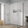 Kassandra Paroi de douche accès en angle 2 verres fixes + 2 portes coulissantes YOKO 80 x 70 cm